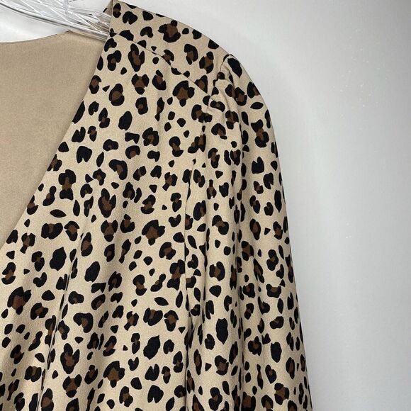 J CREW Womens Brown Leopard Button Front Midi Dress NEW $148 Long Sleeve SZ: 2 - Picture 6 of 11